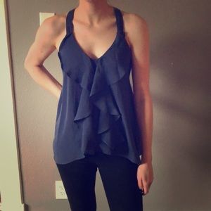 BCBG ruffle tank with lace detail!